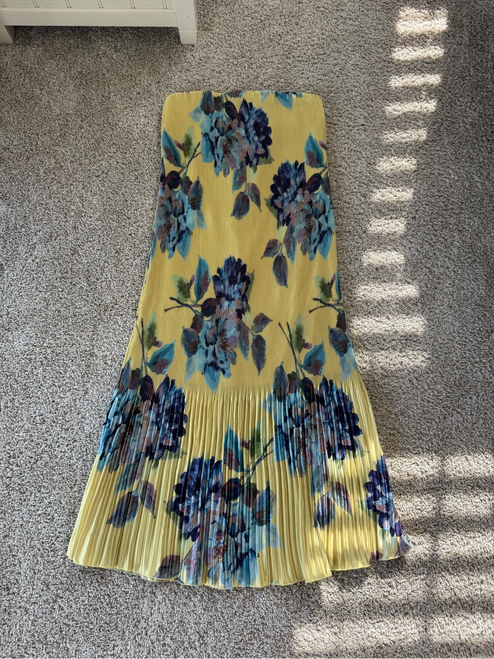 Abercrombie & Fitch Yellow Maxi Dress with Blue Floral Print